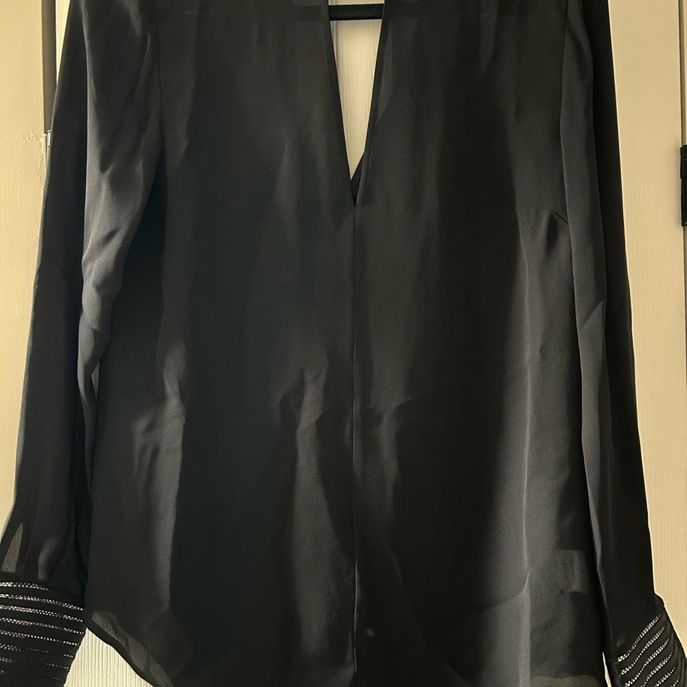 Veronica Beard Black Top with Sheer Accents
